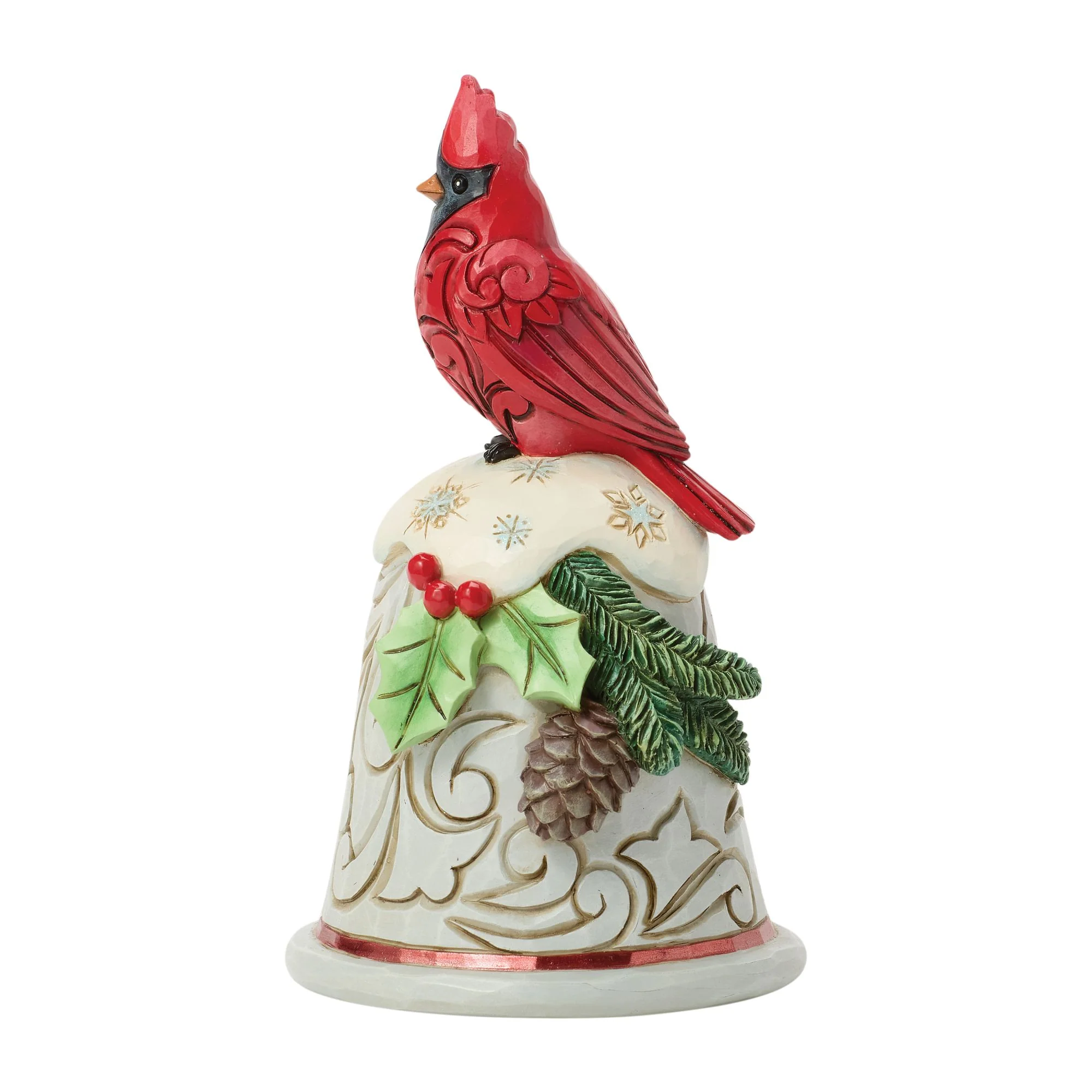 Cardinal Perched on a Bell Pint Figurine - Image 2