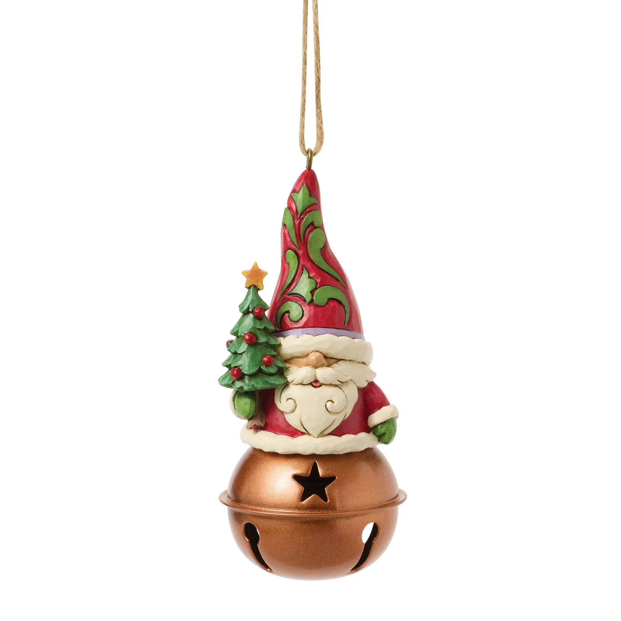 Christmas Gnome on Bell Hanging Ornament