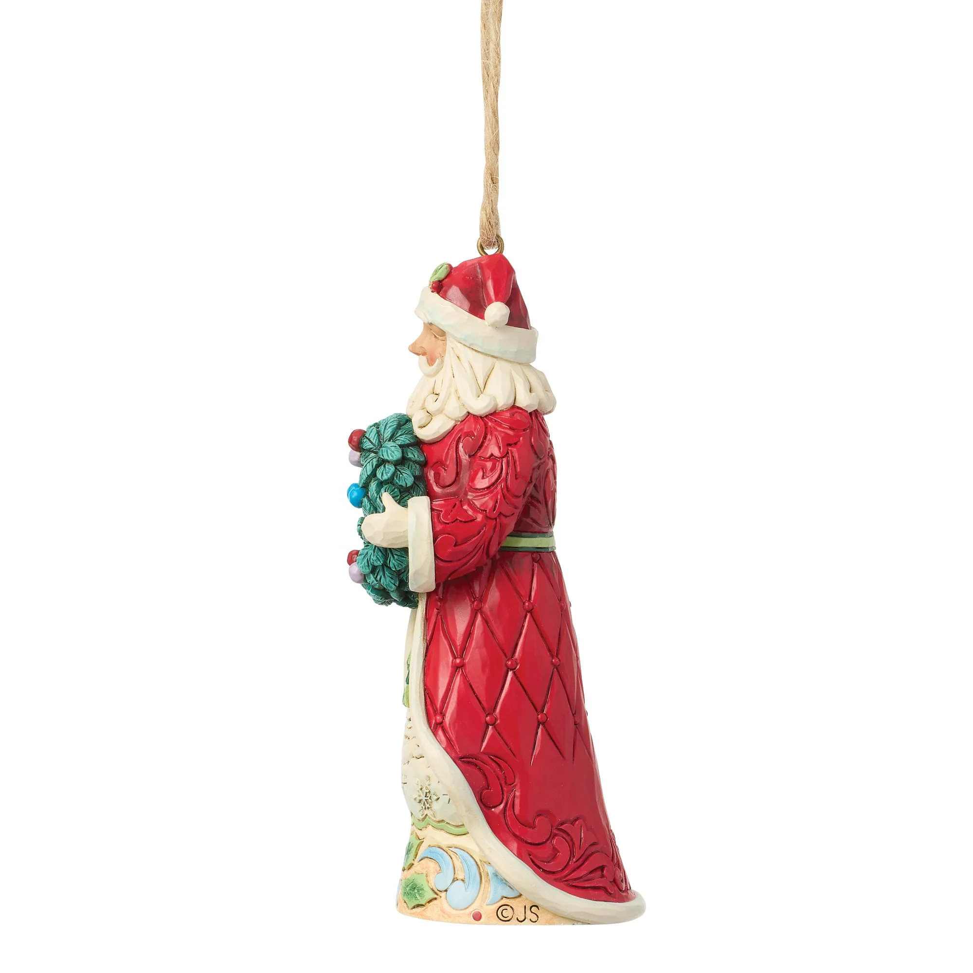Santa with Wreath Hanging Ornament - Image 2