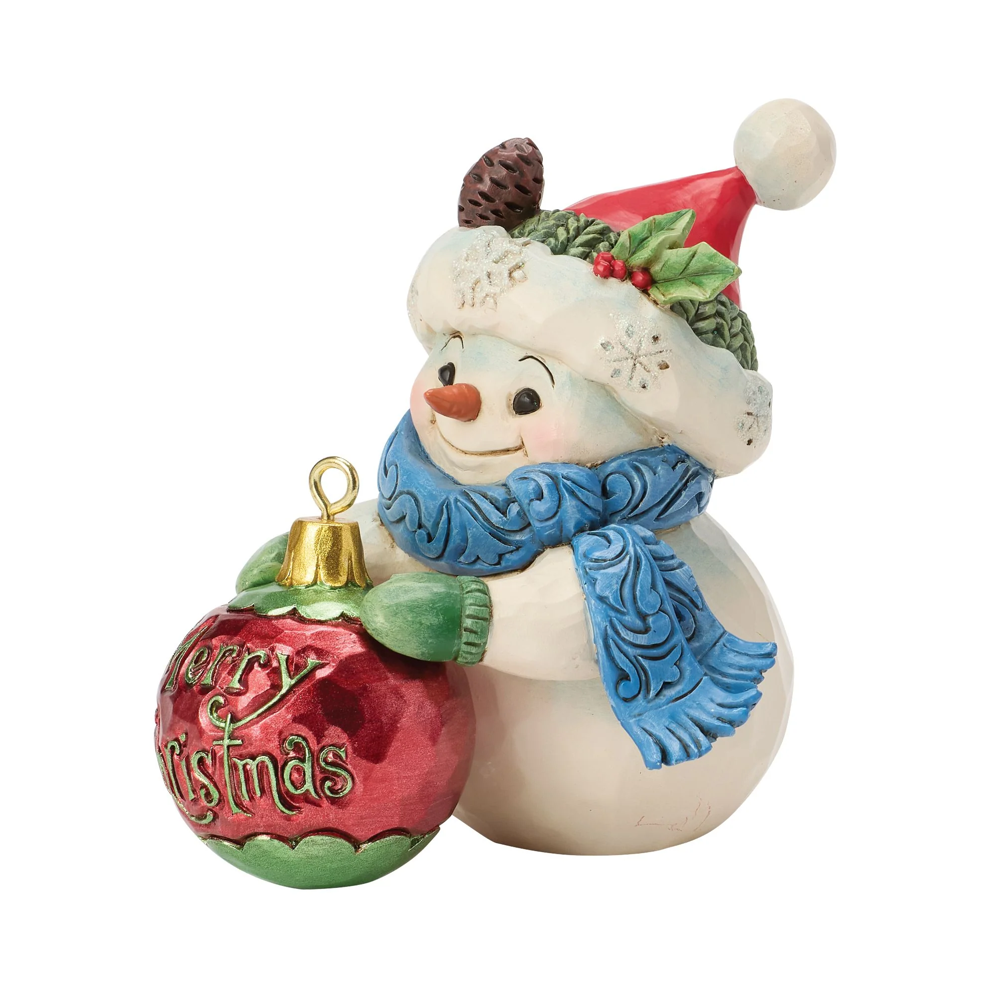 Snowman with Large Bauble Hanging Ornament Mini Figurine - Image 2