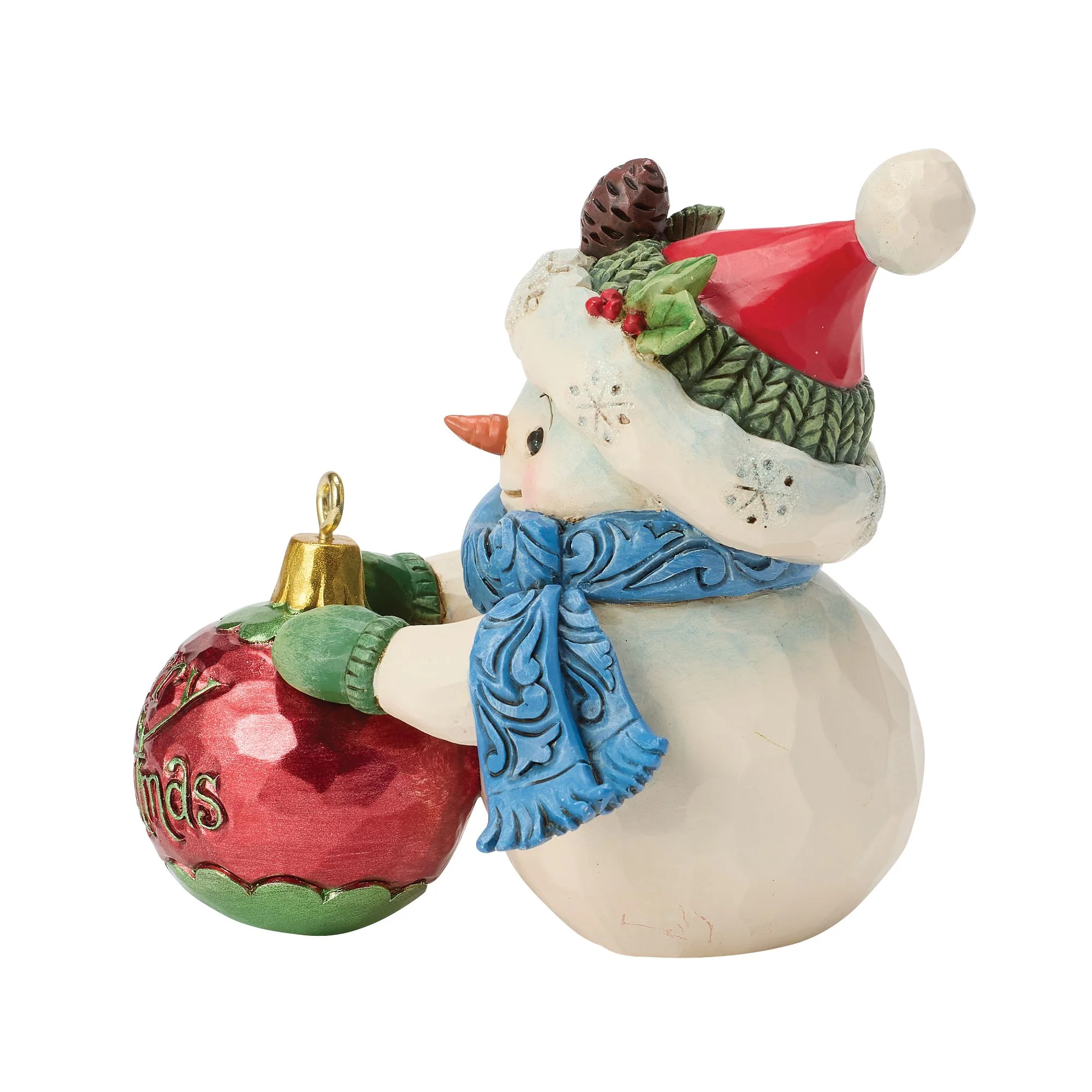 Snowman with Large Bauble Hanging Ornament Mini Figurine - Image 3