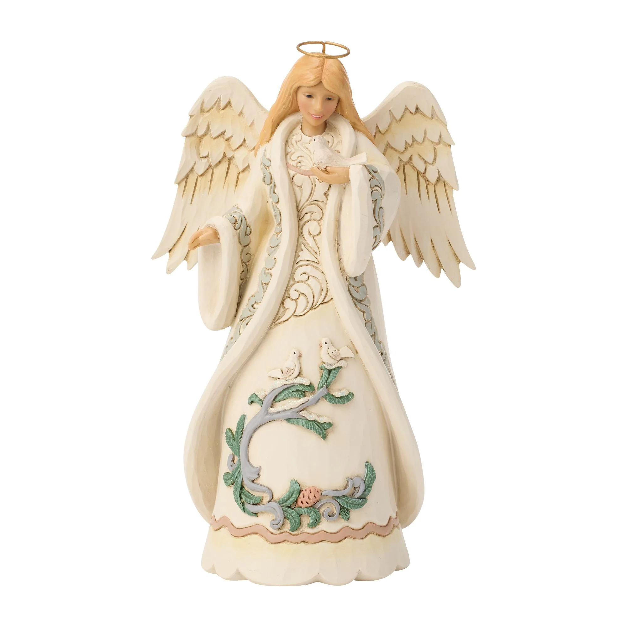 White Woodland Angel with a Dove