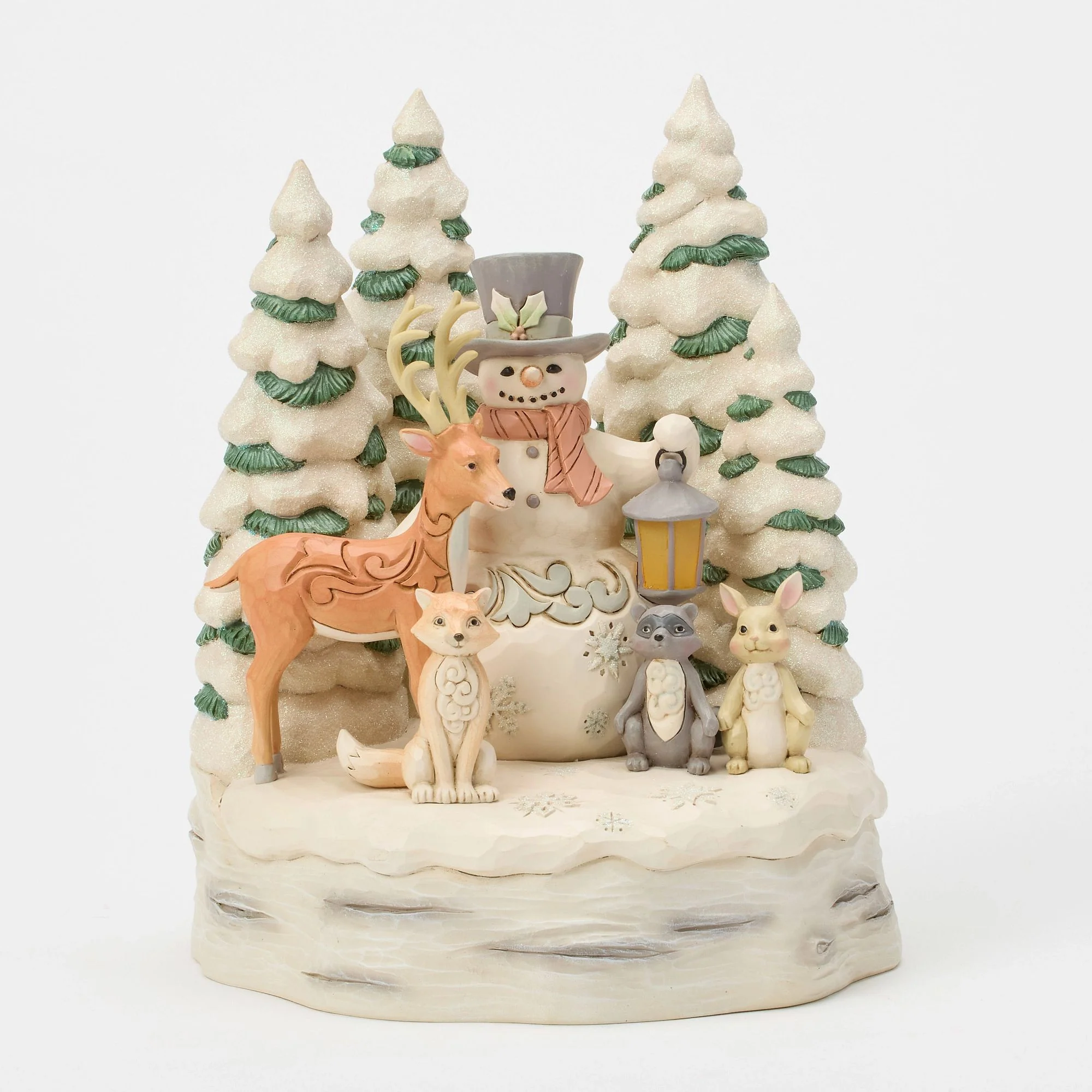 White Woodland Snowman with Forest Animals - Image 2